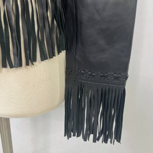 Vintage Cache Leather Fringe Crop Jacket - Picture 7 of 14